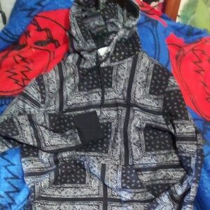 Rad Black And White Bandana Print Unisex Hoddie Wesc.